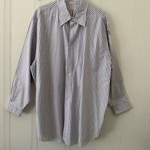 Brooks Brothers Blue and White Striped Dress Shirt Relaxed Fit
